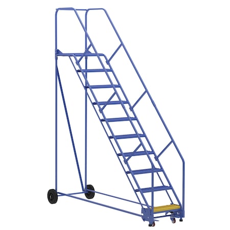 Vestil 130 H Steel Warehouse Ladder, 50 deg Grip, 10 Step, 21", 10 in Steps LAD-10-21-G-EZ